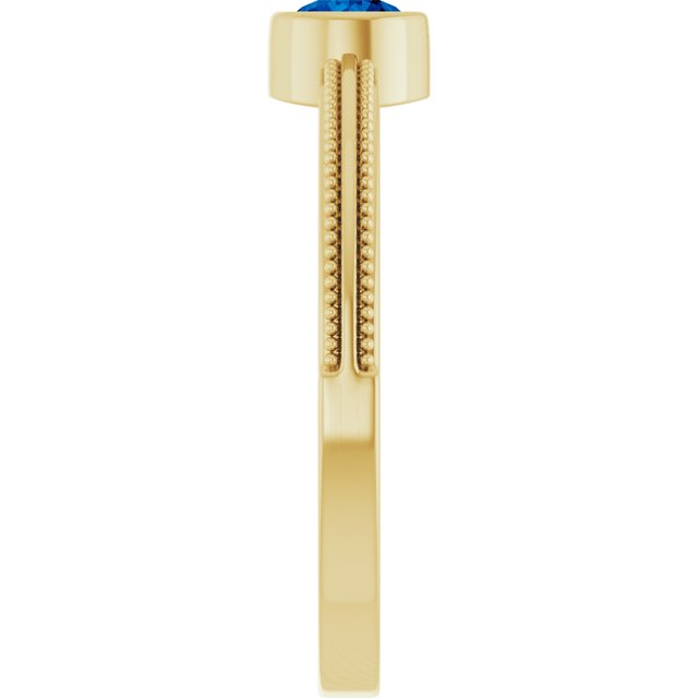 14K Yellow Gold Lab-Grown Blue Sapphire Bezel-Set Solitaire Ring