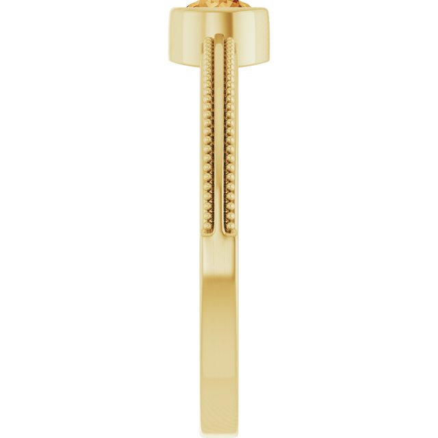 14K Yellow Gold Natural Citrine Bezel-Set Solitaire Ring