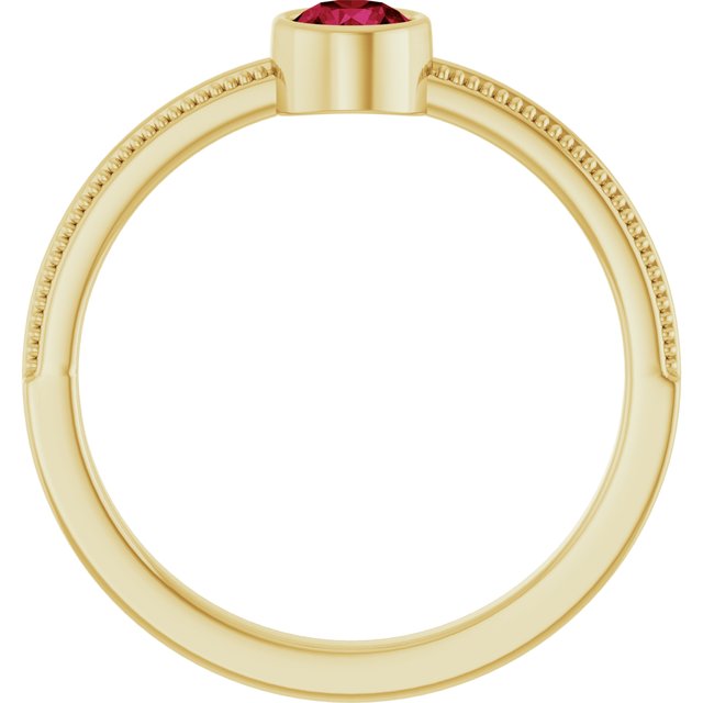 14K Yellow Gold Lab-Grown Ruby Bezel-Set Solitaire Ring