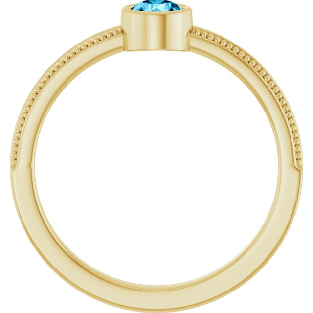 14K Yellow Gold Natural Aquamarine Bezel-Set Solitaire Ring