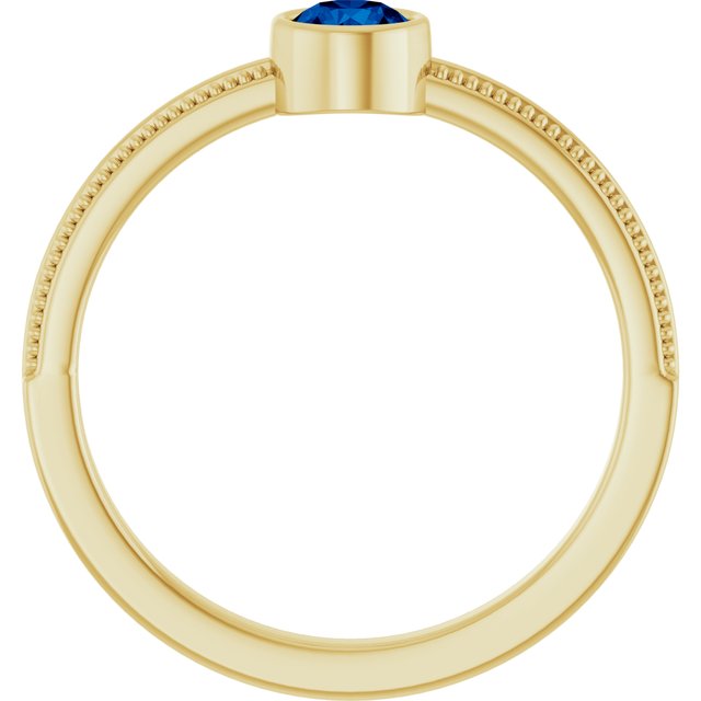 14K Yellow Gold Lab-Grown Blue Sapphire Bezel-Set Solitaire Ring