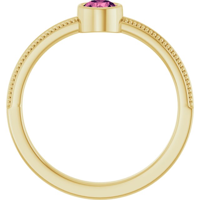 14K Yellow Gold Natural Pink Tourmaline Bezel-Set Solitaire Ring