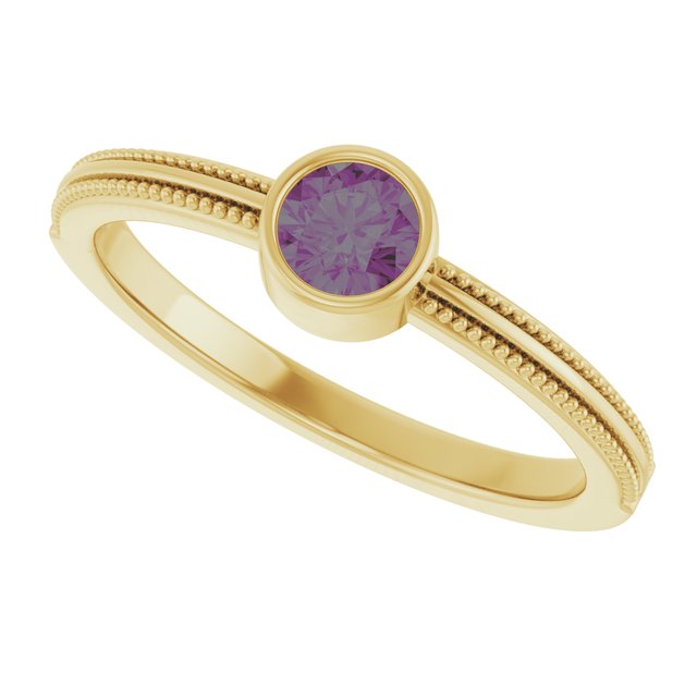 14K Yellow Gold Lab-Grown Alexandrite Bezel-Set Solitaire Ring