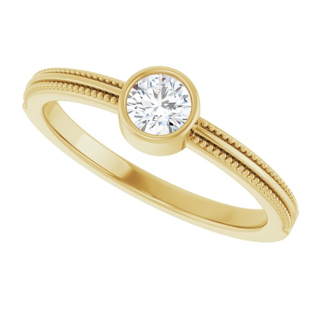 14K Yellow Gold Lab-Grown Diamond Bezel-Set Solitaire Ring