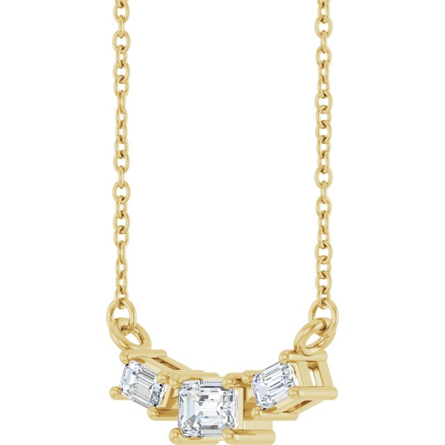 14K Yellow Gold 3/8 CTW Lab-Grown Diamond Three-Stone 18" Necklace
