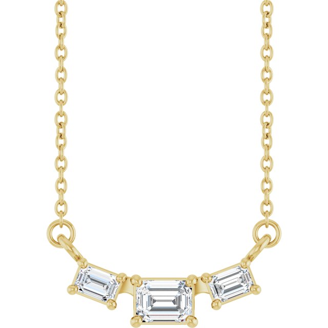 14K Yellow Gold 3/8 CTW Lab-Grown Diamond Three-Stone 18" Necklace