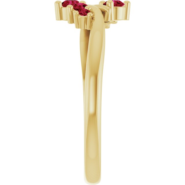14K Yellow Gold Natural Ruby Graduated Bypass Ring