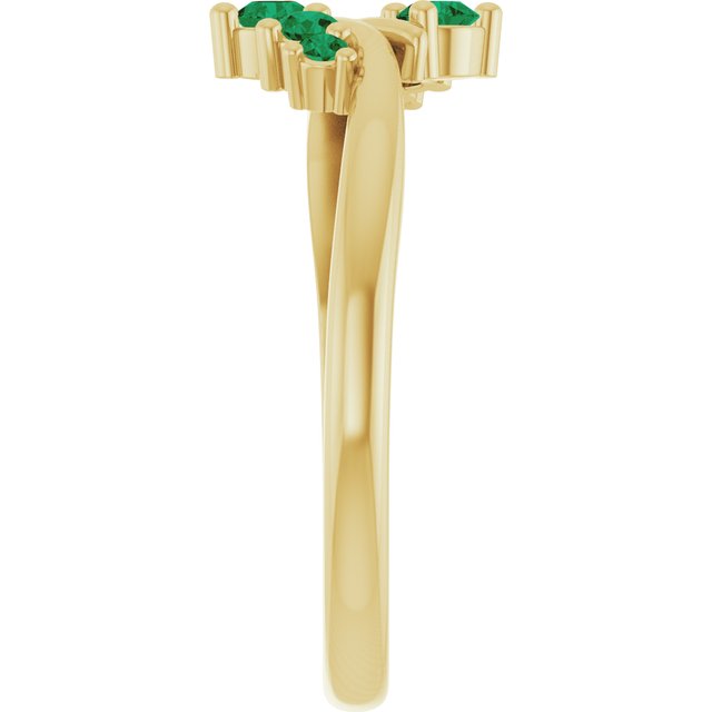 14K Yellow Gold Lab-Grown Emerald Graduated Bypass Ring