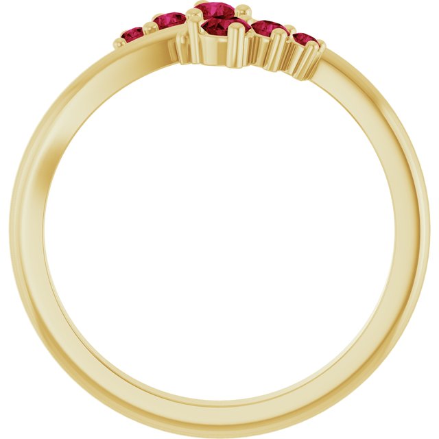 14K Yellow Gold Natural Ruby Graduated Bypass Ring
