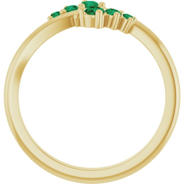 14K Yellow Gold Lab-Grown Emerald Graduated Bypass Ring
