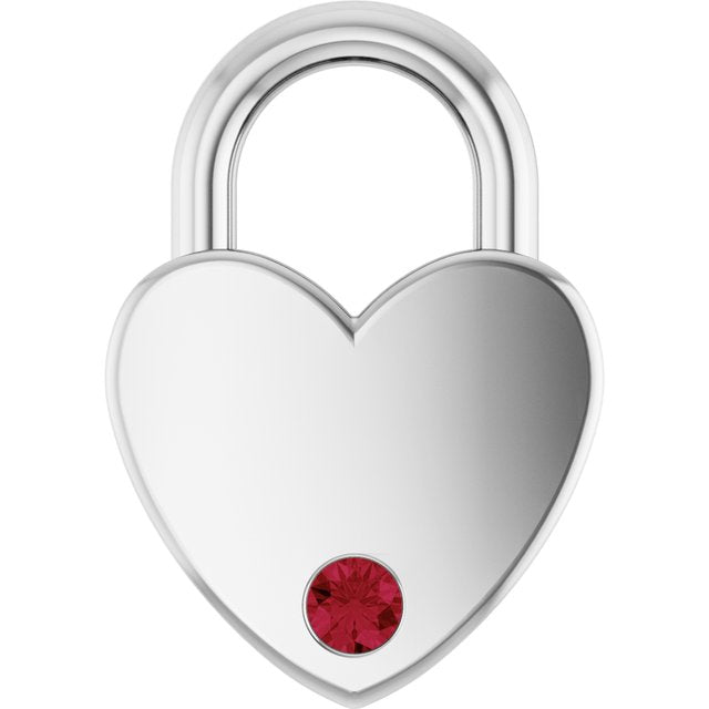 Sterling Silver Lab-Grown Ruby Heart Locket Charm/Pendant