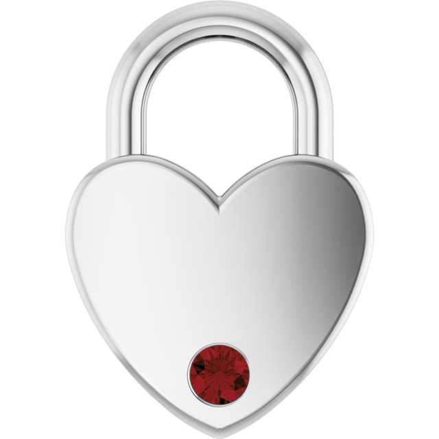 Sterling Silver Natural Mozambique Garnet Heart Locket Charm/Pendant