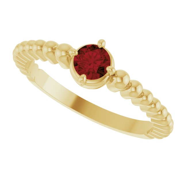14K Yellow Gold Natural Mozambique Garnet Graduated Bead Ring