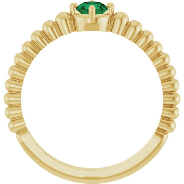 14K Yellow Gold Lab-Grown Emerald Graduated Bead Ring