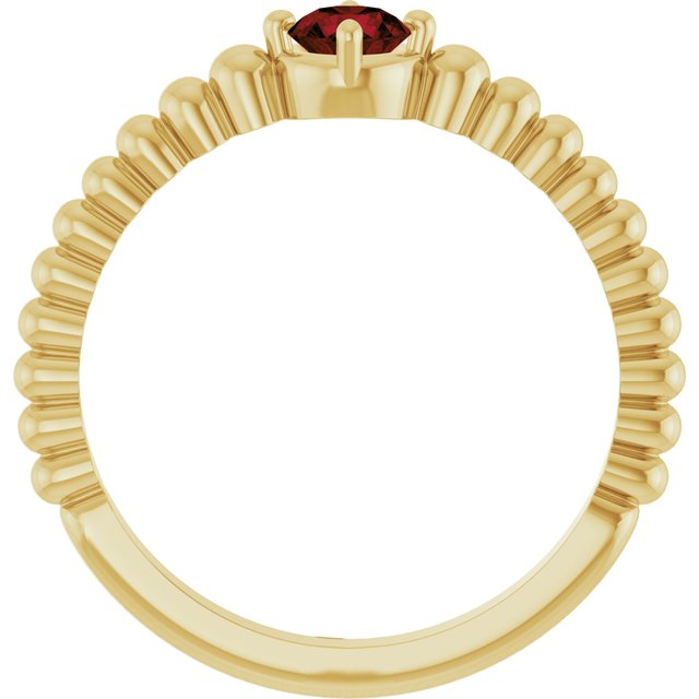 14K Yellow Gold Natural Mozambique Garnet Graduated Bead Ring