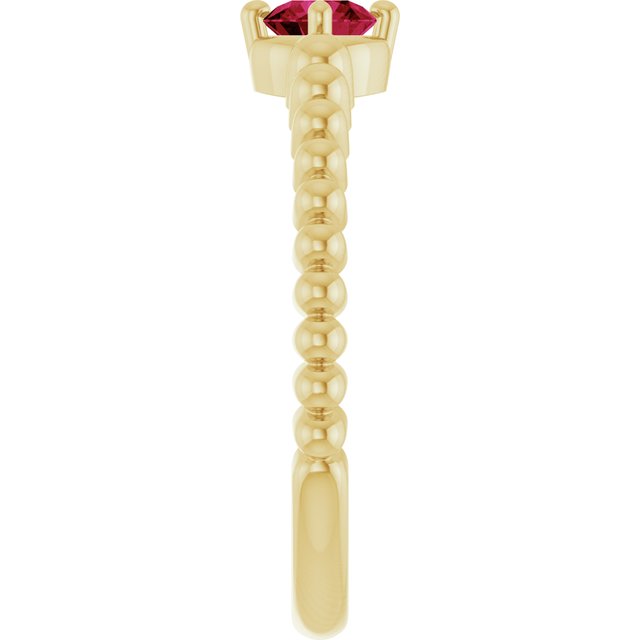14K Yellow Gold Lab-Grown Ruby Graduated Bead Ring