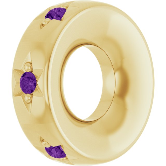 14K Yellow Gold Natural Amethyst Stackable Family Space Charm/Pendant