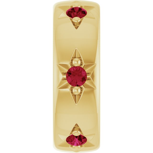 14K Yellow Gold Lab-Grown Ruby Stackable Family Space Charm/Pendant
