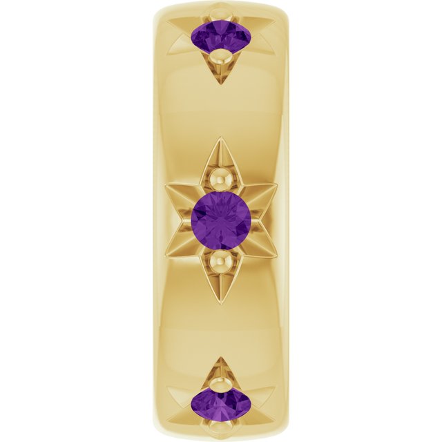 14K Yellow Gold Natural Amethyst Stackable Family Space Charm/Pendant