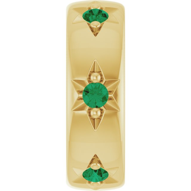 14K Yellow Gold Lab-Grown Emerald Stackable Family Space Charm/Pendant