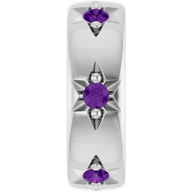 Sterling Silver Natural Amethyst Stackable Family Space Charm/Pendant