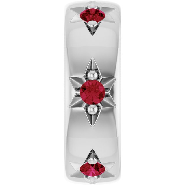 Sterling Silver Lab-Grown Ruby Stackable Family Space Charm/Pendant