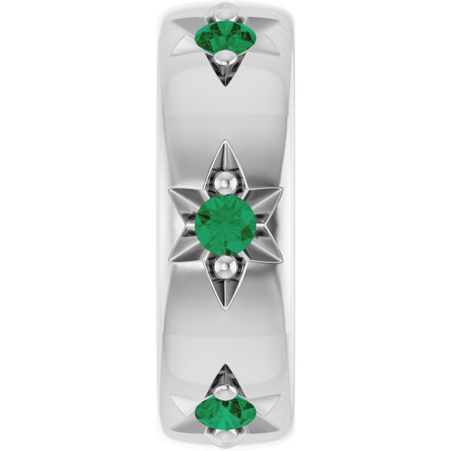 Sterling Silver Lab-Grown Emerald Stackable Family Space Charm/Pendant