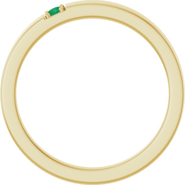 14K Yellow Gold Lab-Grown Emerald Engravable Family Stackable Ring