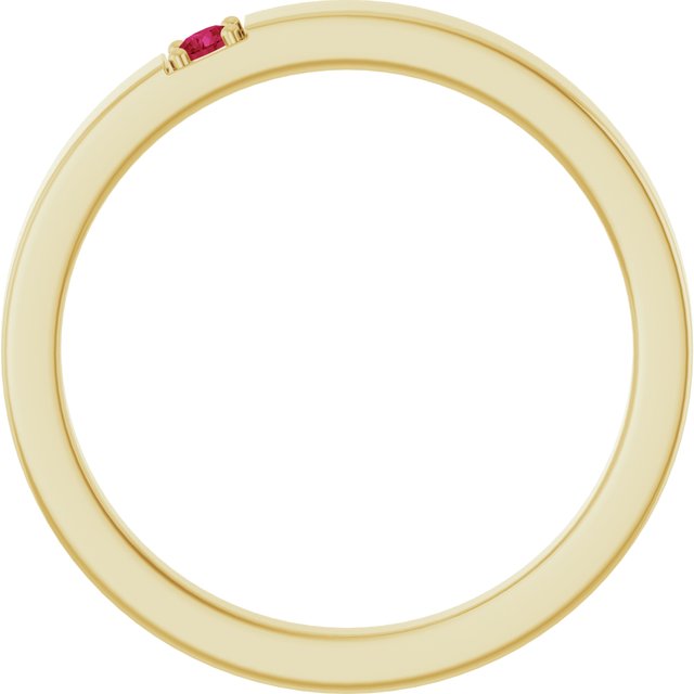 14K Yellow Gold Lab-Grown Ruby Engravable Family Stackable Ring
