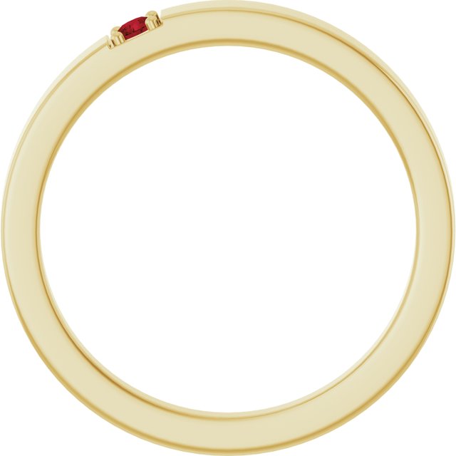 14K Yellow Gold Natural Mozambique Garnet Engravable Family Stackable Ring