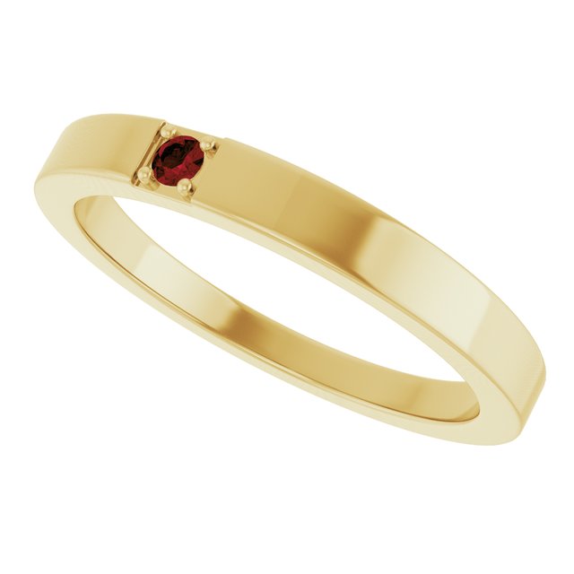 14K Yellow Gold Natural Mozambique Garnet Engravable Family Stackable Ring