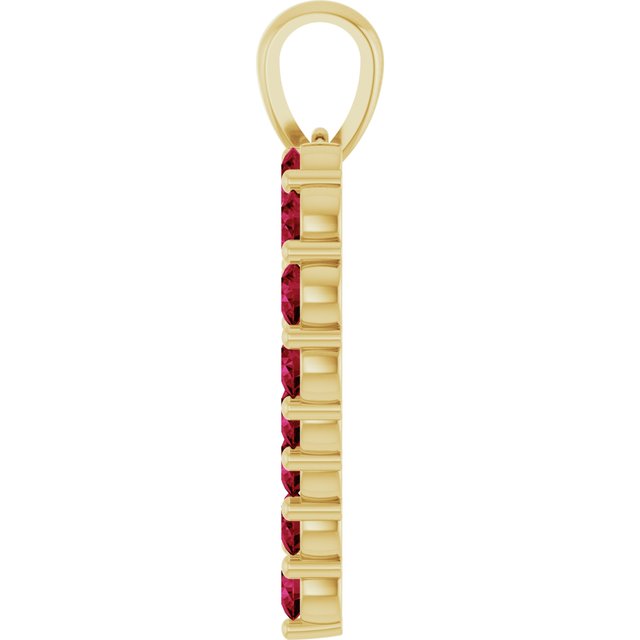 14K Yellow Gold Lab-Grown Ruby Heart Pendant