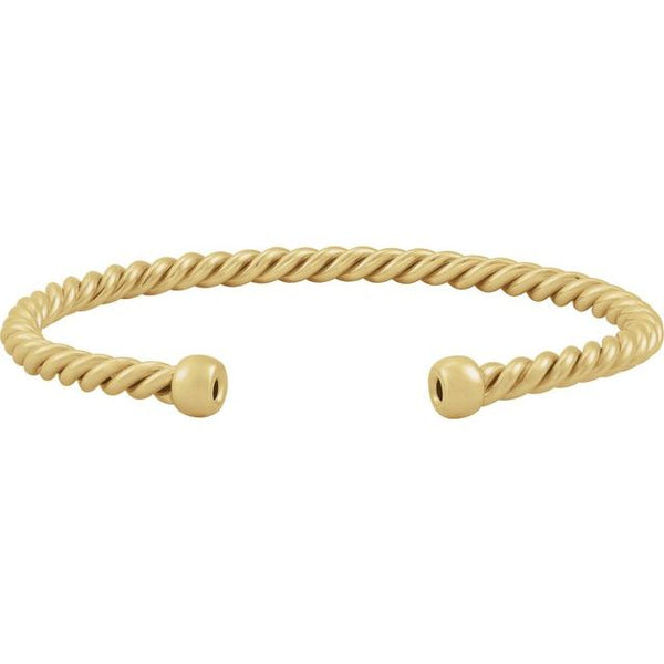 14K Yellow Gold-Filled 4.4 mm Rope Cuff 7" Bracelet