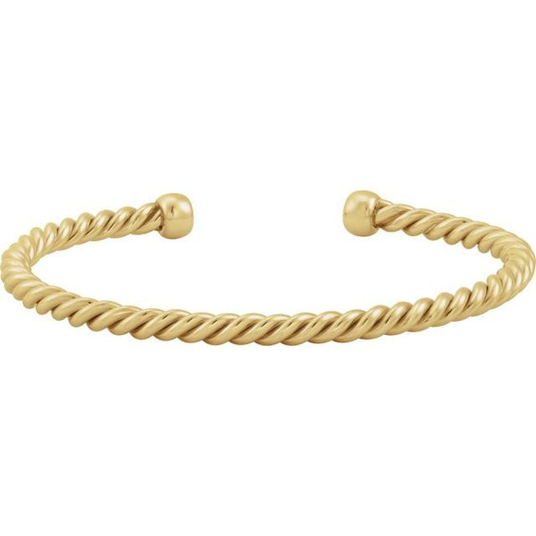 14K Yellow Gold-Filled 4.4 mm Rope Cuff 7" Bracelet