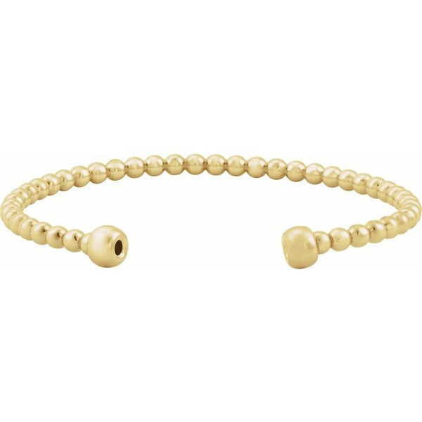 14K Yellow Gold-Filled 3.8 mm Beaded Cuff 6 1/2" Bracelet
