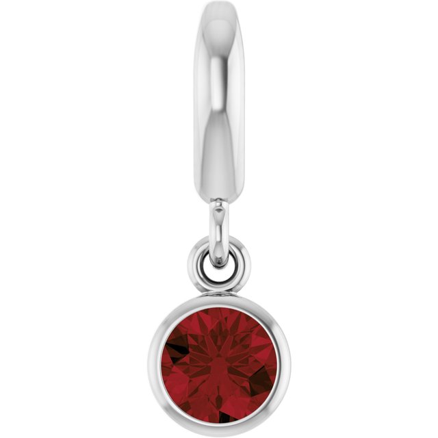 Sterling Silver Natural Mozambique Garnet Charm/Pendant