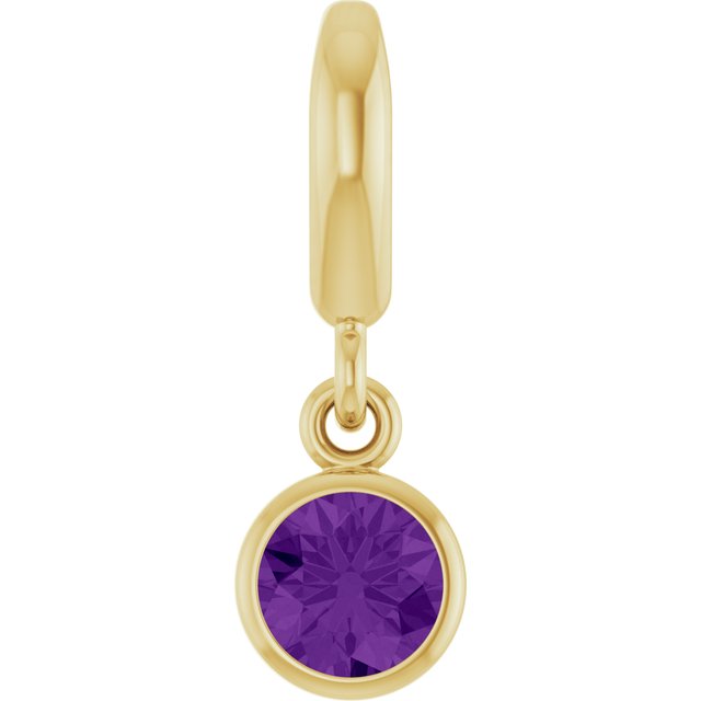 14K Yellow Gold Natural Amethyst Charm/Pendant