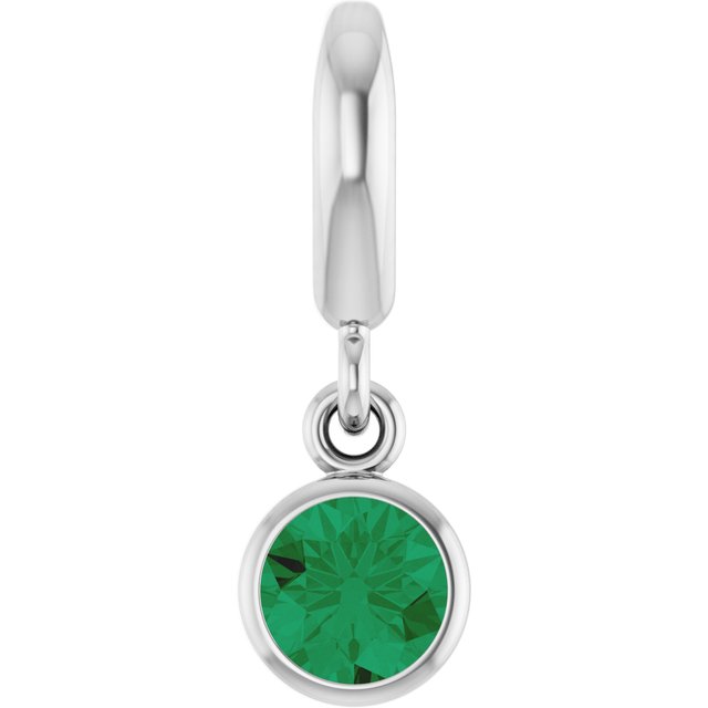 Sterling Silver Lab-Grown Emerald Charm/Pendant