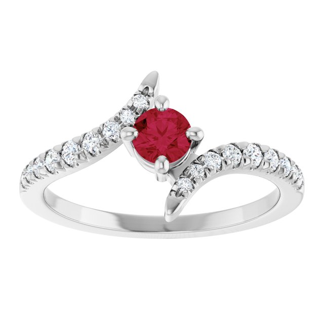 Sterling Silver Lab-Grown Ruby & 1/5 CTW Lab-Grown Diamond Bypass Ring