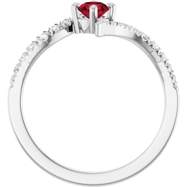Sterling Silver Lab-Grown Ruby & 1/5 CTW Lab-Grown Diamond Bypass Ring