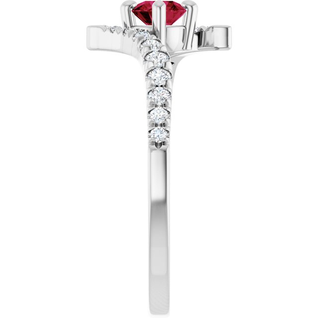 Sterling Silver Lab-Grown Ruby & 1/5 CTW Lab-Grown Diamond Bypass Ring