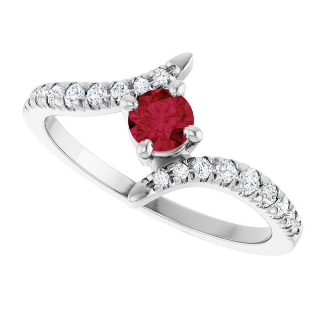 Sterling Silver Lab-Grown Ruby & 1/5 CTW Lab-Grown Diamond Bypass Ring