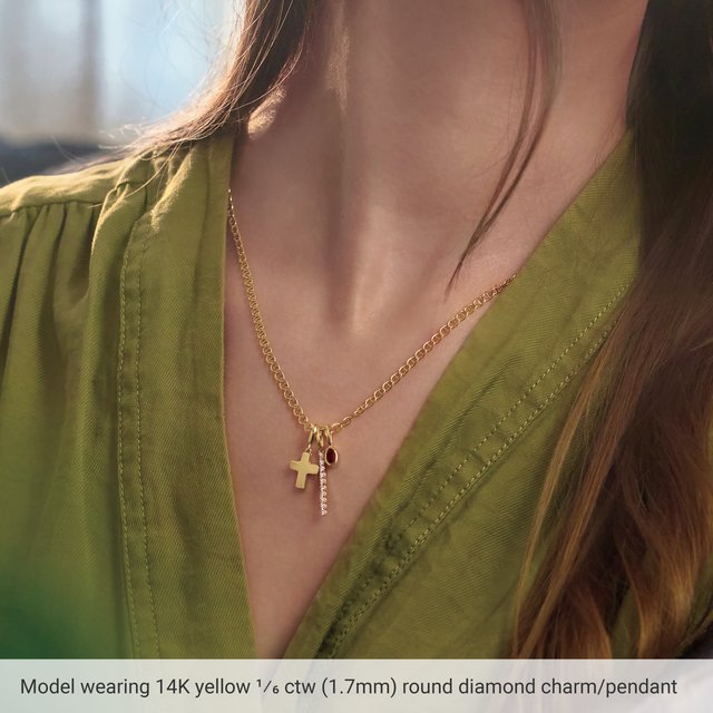 14K Yellow Gold .07 CTW Natural Diamond Vertical Bar 16-18" Necklace