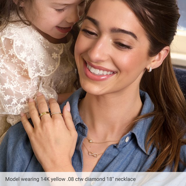 14K Yellow Gold .08 CTW Natural Diamond Infinity-Inspired Mom 18" Necklace