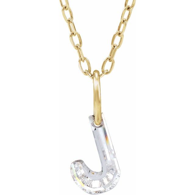 14K Yellow Gold 1/2 CT Lab-Grown Diamond Initial J 18" Necklace