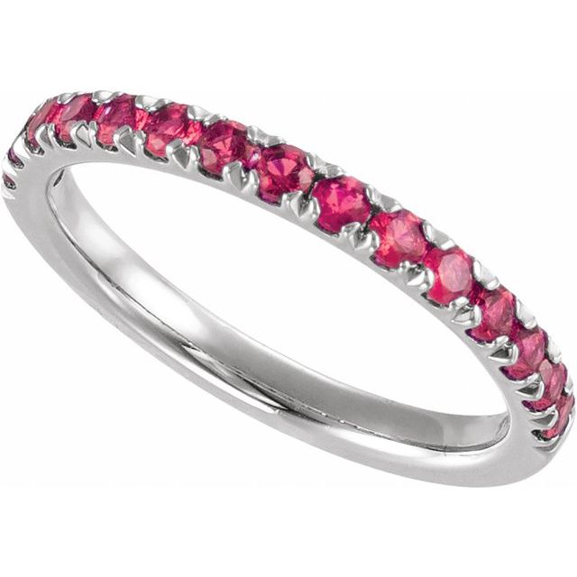 14K White Gold Natural Ruby Stackable Ring