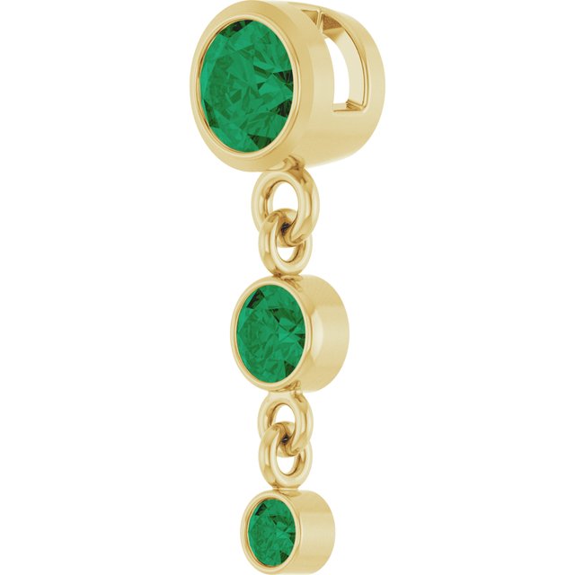 14K Yellow Gold Lab-Grown Emerald Pendant