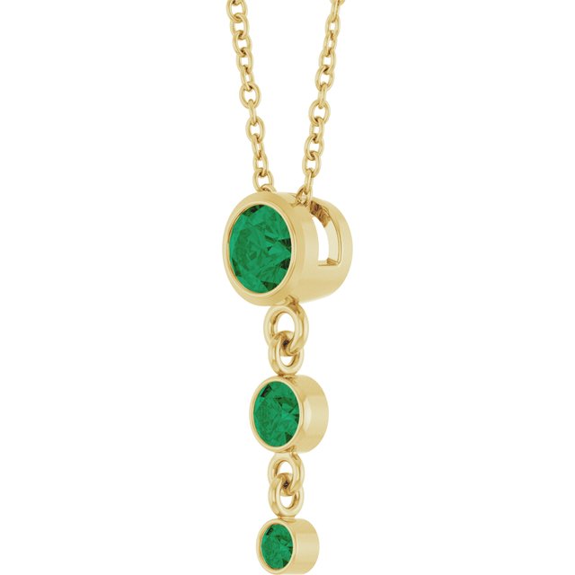 14K Yellow Gold Lab-Grown Emerald 18" Necklace