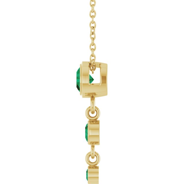 14K Yellow Gold Lab-Grown Emerald 18" Necklace