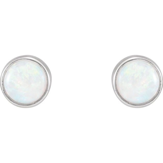 14K White Gold Natural White Opal Earrings